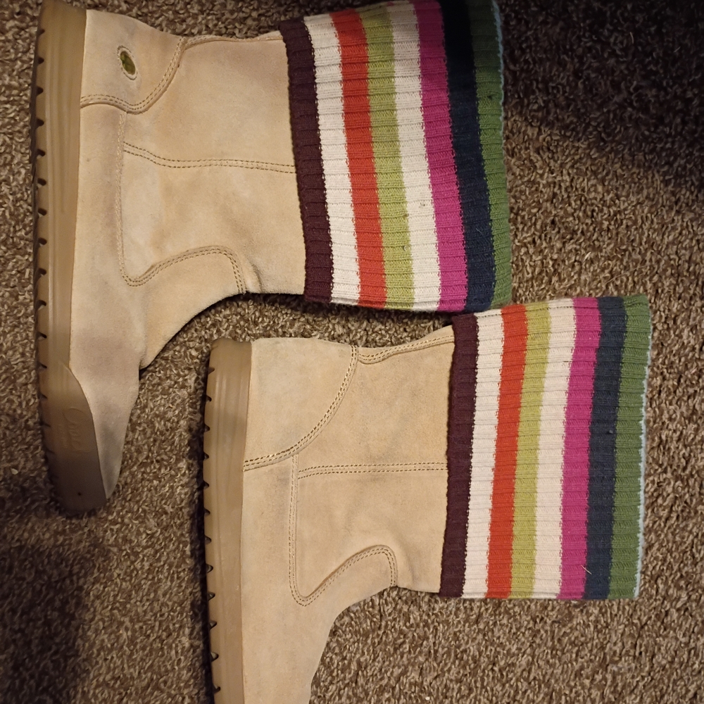 Colorful Striped Womens Coach Boots - Picture 8 of 8